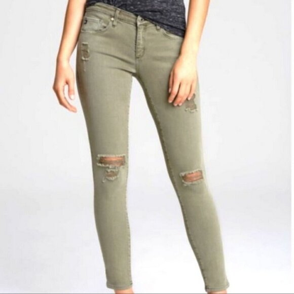 AG Adriano Goldschmied The Legging Super Skinny‎ Ankle Jeans Olive Distressed 26 - Picture 14 of 14